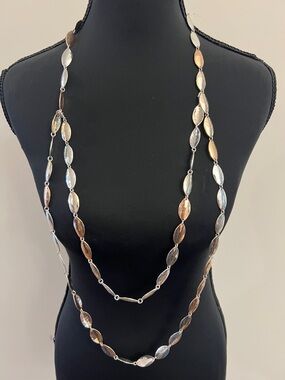 Two-Tone Long Women’s Necklace - Silver & Gold